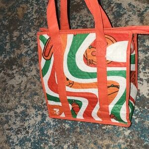 Orange and Green Patterned Tote Bag
